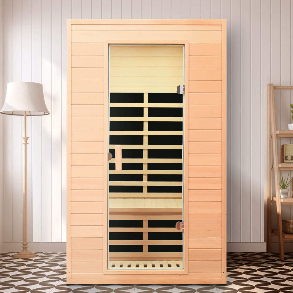 Xmatch Saunas 902G Far Infrared Sauna, Indoor Wooden Dry Sauna Low EMF (Hemlock Wood, 2-Person Size)