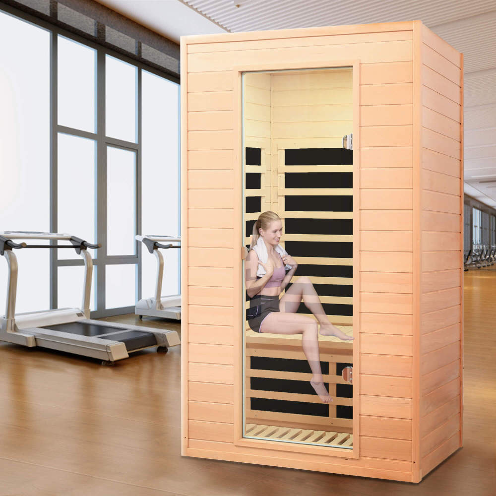 Xmatch Saunas 902G Far Infrared Sauna, Indoor Wooden Dry Sauna Low EMF (Hemlock Wood, 2-Person Size)