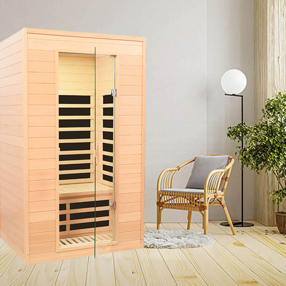 Xmatch Saunas 902G Far Infrared Sauna, Indoor Wooden Dry Sauna Low EMF (Hemlock Wood, 2-Person Size)