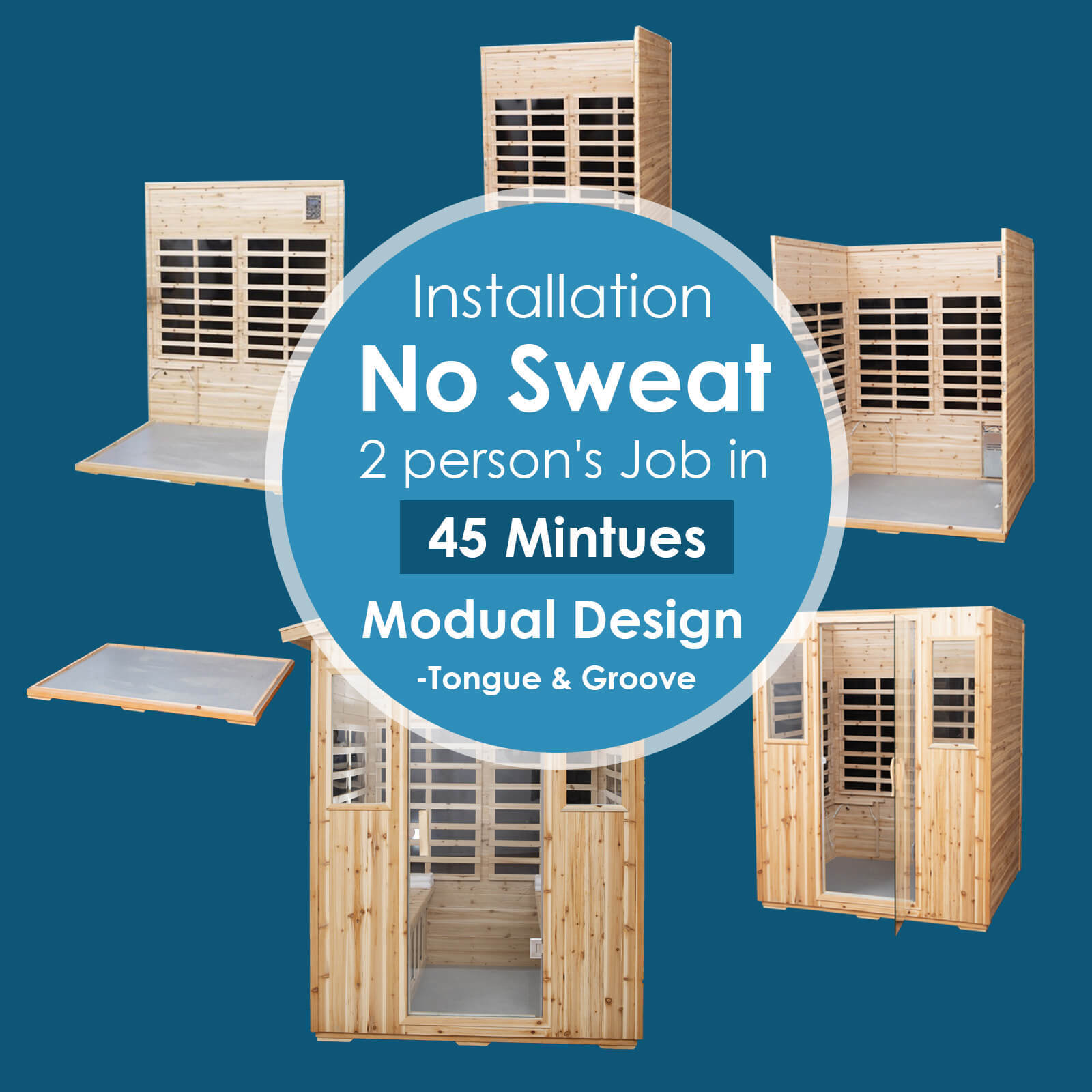 Xmatch Saunas 904V Far Infrared Sauna, Outdoor Wooden Dry Sauna Low EMF (Hemlock Wood, 4-Person Size)