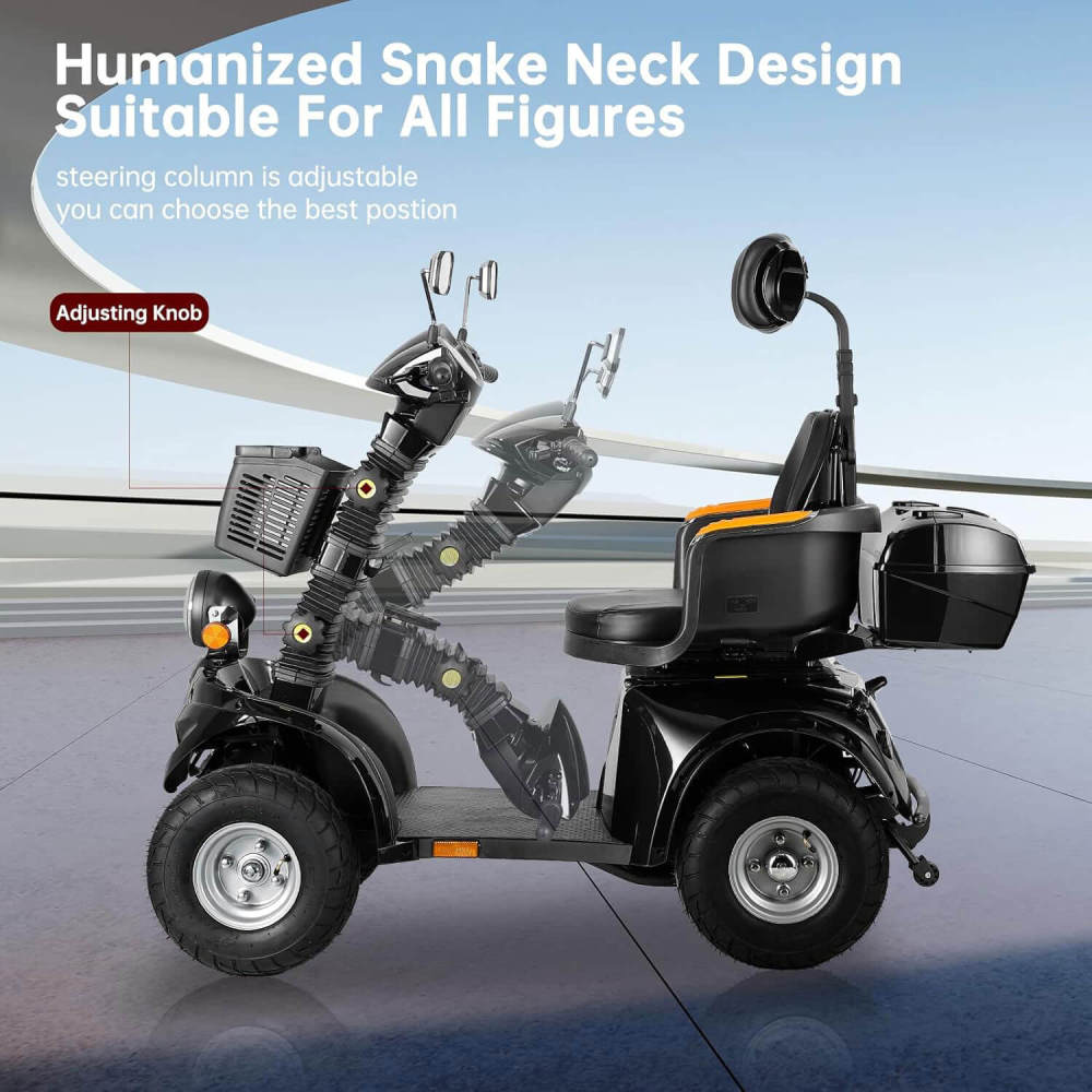 Mobility Scooters for Seniors & Adults 600lbs Capacity, Heavy Duty 4-Wheel 3-Speed Electric Powered Wheelchair Device 1000W All Terrain, Elderly-Lockbox Adjustable Seat (DJD Black 1000W)