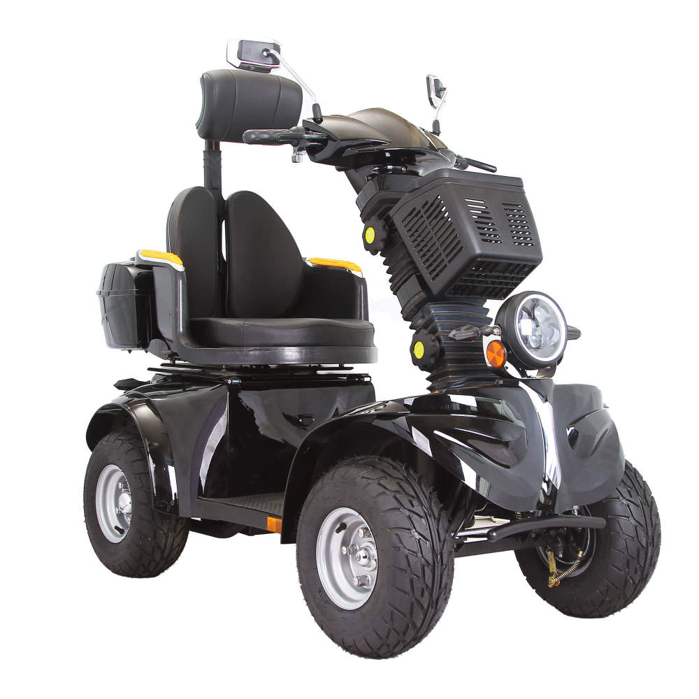 Mobility Scooters for Seniors & Adults 600lbs Capacity, Heavy Duty 4-Wheel 3-Speed Electric Powered Wheelchair Device 1000W All Terrain, Elderly-Lockbox Adjustable Seat (DJD Black 1000W)