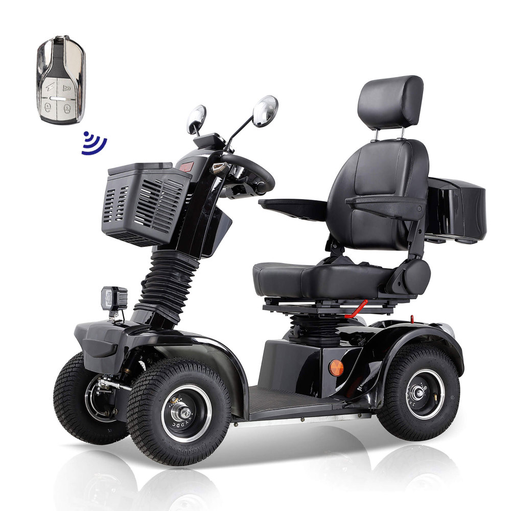 Mobility Scooters for Adults & Seniors, Heavy Duty 4-Wheel Medical Electric Powered Wheelchair Device, Elderly-Rear Box 360 Degree Adjustable Seat (Blue)