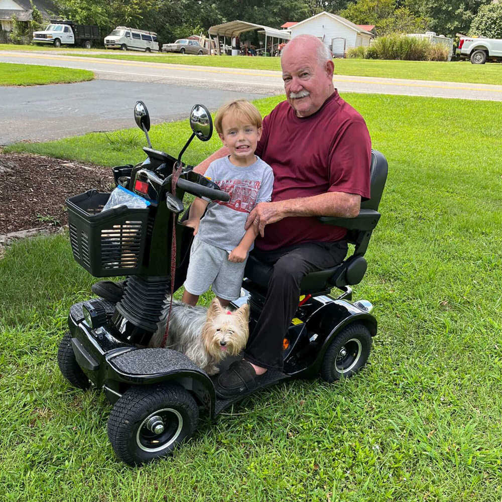 Mobility Scooters for Adults & Seniors, Heavy Duty 4-Wheel Medical Electric Powered Wheelchair Device, Elderly-Rear Box 360 Degree Adjustable Seat (Blue)