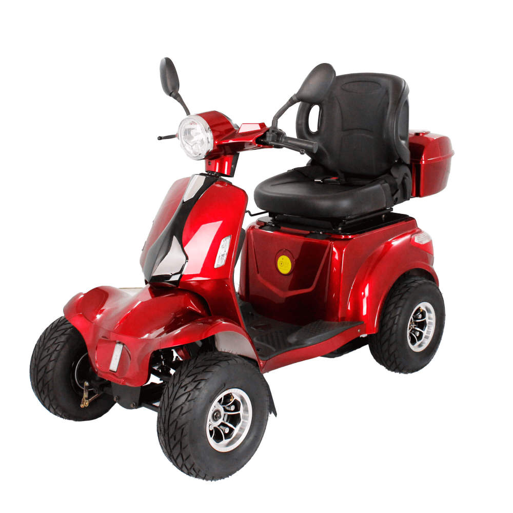 Mobility Scooters for Seniors & Adults, Heavy Duty 4-Wheel 3-Speed Medical Electric Golf Mobility Scooter Battery Powered with Rear Lock Box & Golf Cart Rack Adjustable Seat