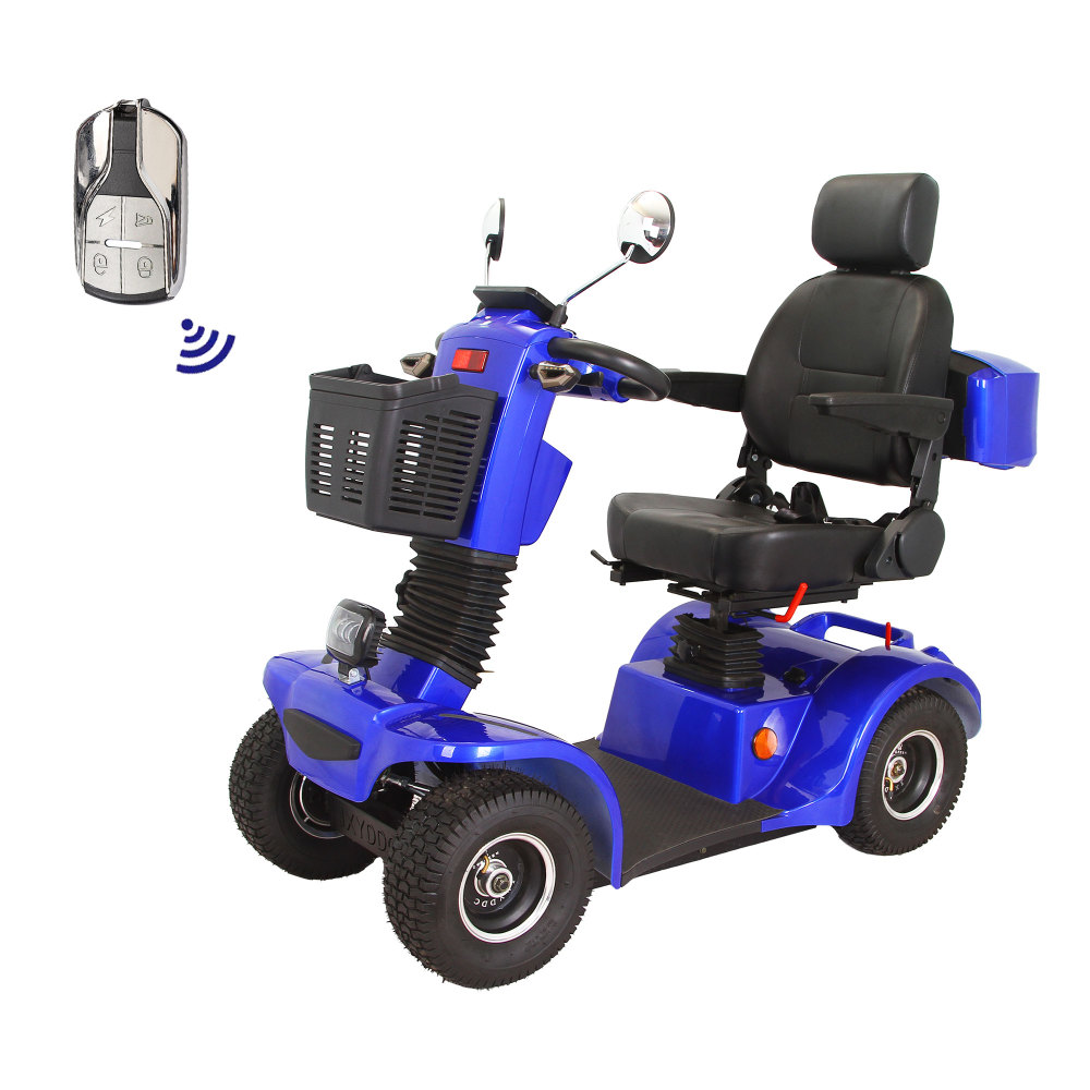 Mobility Scooters for Adults & Seniors, Heavy Duty 4-Wheel Medical Electric Powered Wheelchair Device, Elderly-Rear Box 360 Degree Adjustable Seat (Blue)