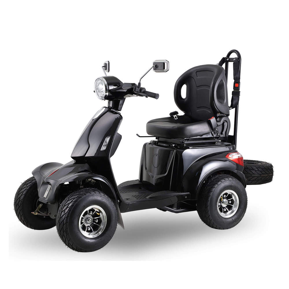 Mobility Scooters for Seniors & Adults, Heavy Duty 4-Wheel 3-Speed Medical Electric Golf Mobility Scooter Battery Powered with Rear Lock Box & Golf Cart Rack Adjustable Seat