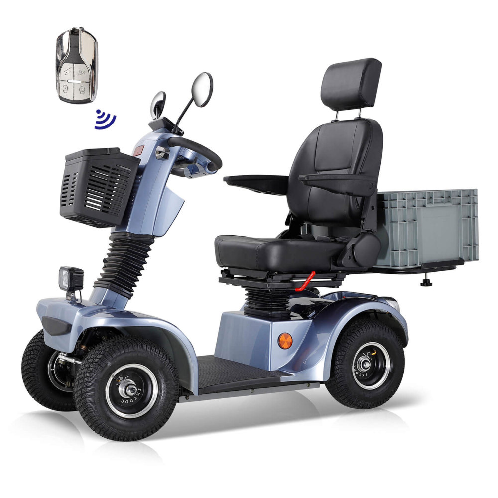 Mobility Scooter for Adults & Seniors, 4 Wheel Battery Powered Handicapped Scooters w/360 Degree Adjustable Seat and Front Basket Rear Box