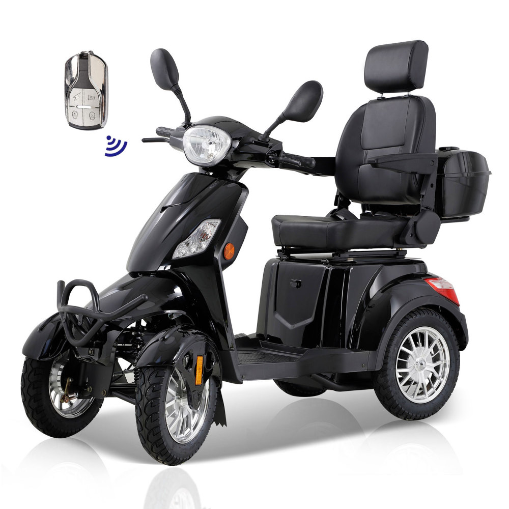 Mobility Scooters for Adults & Seniors, Heavy Duty 4-Wheel 3 Speed Medical Electric Powered Device 800W All Terrain, Elderly w/Rear Lockbox & Adjustable Seat (Type 3 Blue)