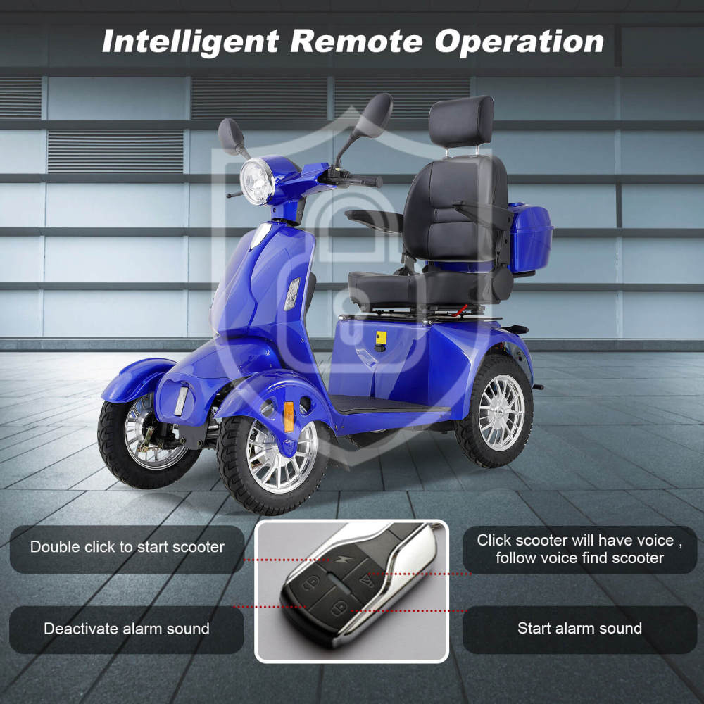 Mobility Scooter for Seniors & Adults, Heavy Duty 4-Wheel 3 Speed Medical Electric Powered Wheelchair Device 800W All Terrain, Elderly Rear Lockbox Adjustable Seat