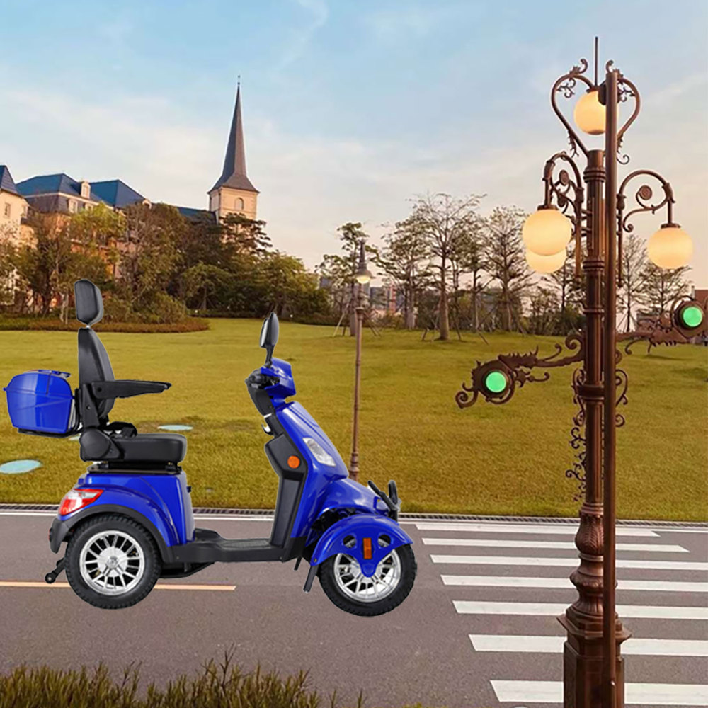 Mobility Scooters for Adults & Seniors, Heavy Duty 4-Wheel 3 Speed Medical Electric Powered Device 800W All Terrain, Elderly w/Rear Lockbox & Adjustable Seat (Type 3 Blue)
