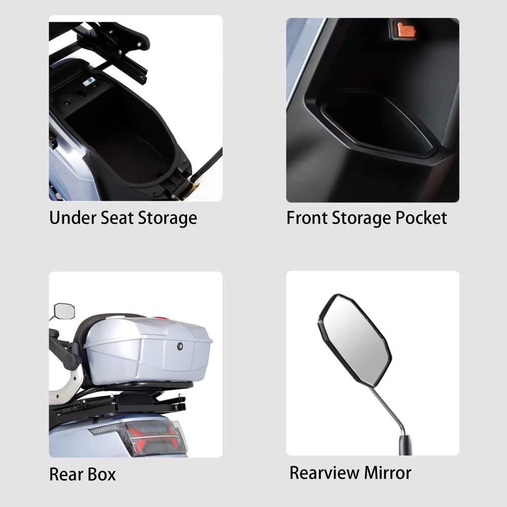Mobility Scooters for Adults & Seniors, Heavy Duty 4-Wheel 3-Speed Electric Powered Wheelchair Device, Elderly-Safe Belt Rear Lockbox Under Seat Storage Adjustable Seat (Silver)