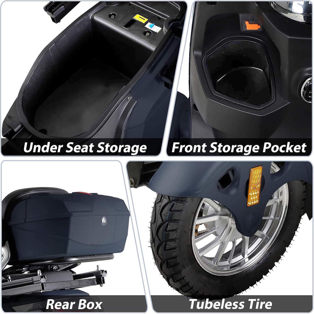 Xmatch Mobility Scooters for Adults & Seniors, Heavy Duty 4-Wheel 3-Speed Electric Powered Wheelchair Device, Elderly-Safe Belt Rear Lockbox Under Seat Storage Adjustable Seat (Matte Black)