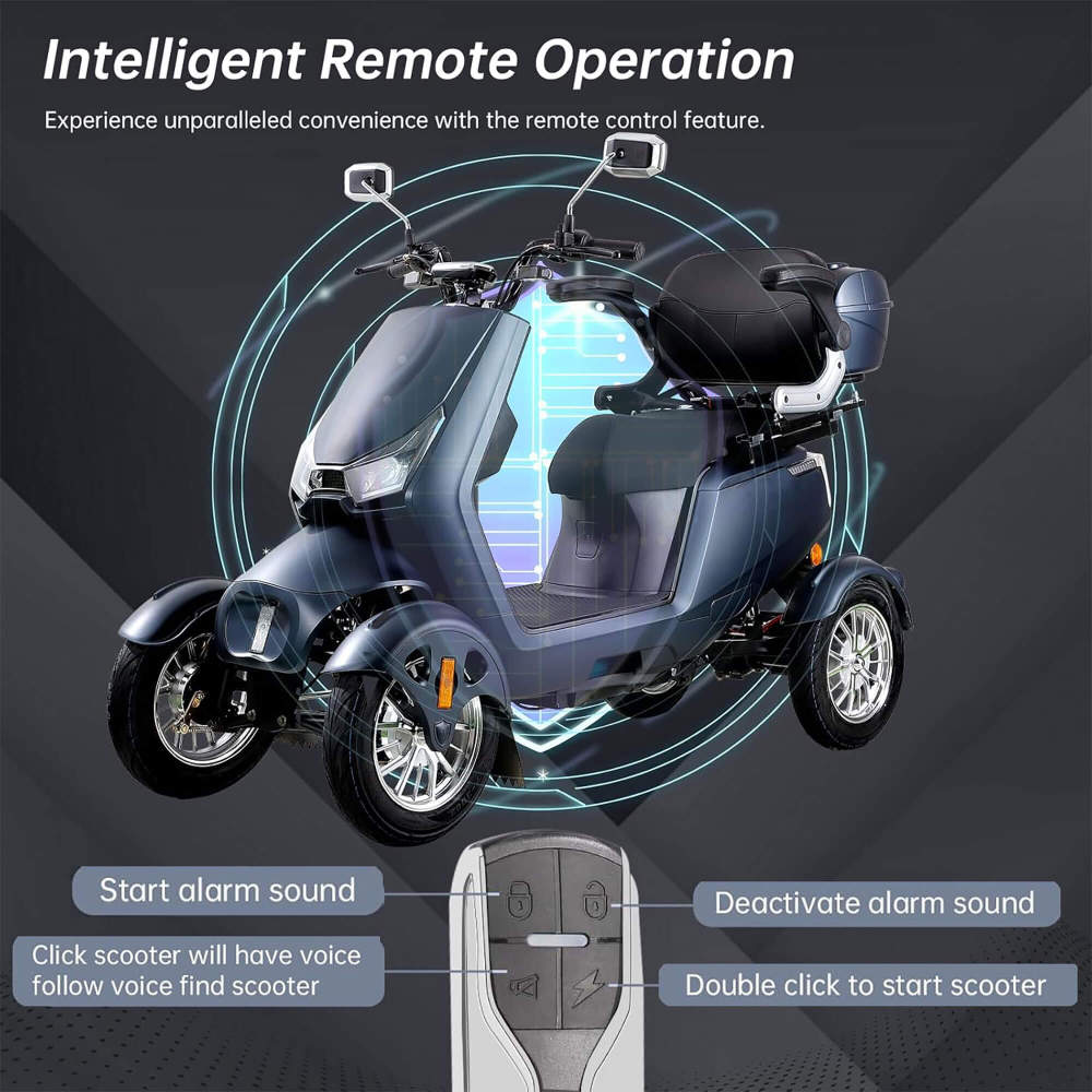 Xmatch Mobility Scooters for Adults & Seniors, Heavy Duty 4-Wheel 3-Speed Electric Powered Wheelchair Device, Elderly-Safe Belt Rear Lockbox Under Seat Storage Adjustable Seat (Matte Black)