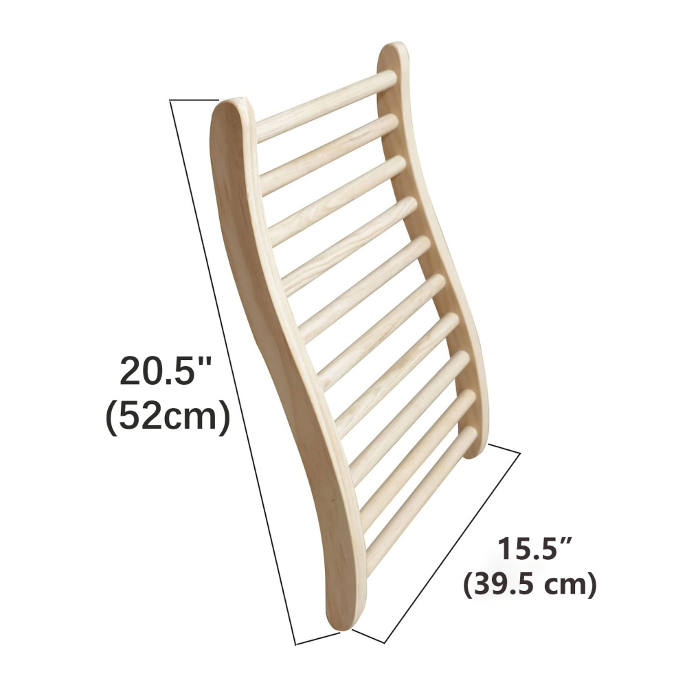 Xmatch Sauna Backrest, Natural Wood Hemlock Ergonomic S-shape Saunas Backrest 13"(W) x 20.5"(H)
