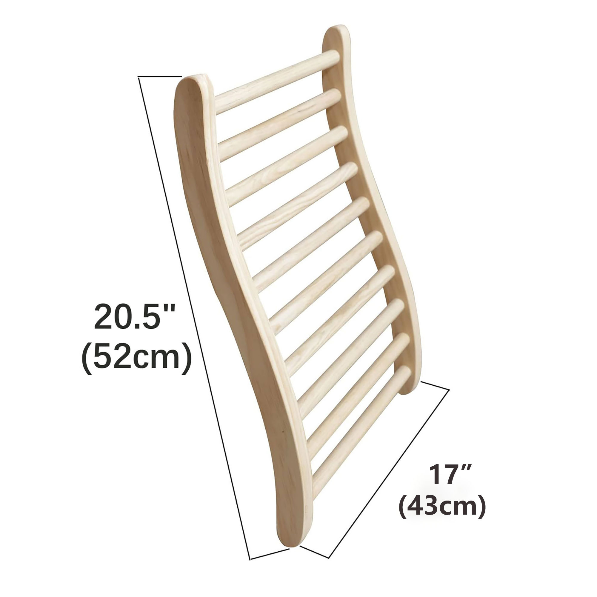 Xmatch Sauna Backrest, Natural Wood Hemlock Ergonomic S-shape Saunas Backrest 13"(W) x 20.5"(H)