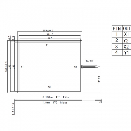 New 4:3 17 Inch 355*288mm 4 wire Resistive Touch Screen+ with USB Controller Kit