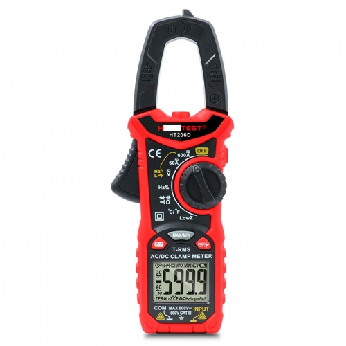 HT206D 600A AC/DC Digital Clamp Meter for Measuring AC/DC Voltage AC/DC Current NCV Temperature Clamp Multimeter