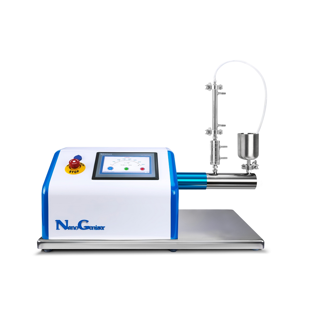 NanoGenizer microfluidic jet high pressure homogenizer for cell disruption