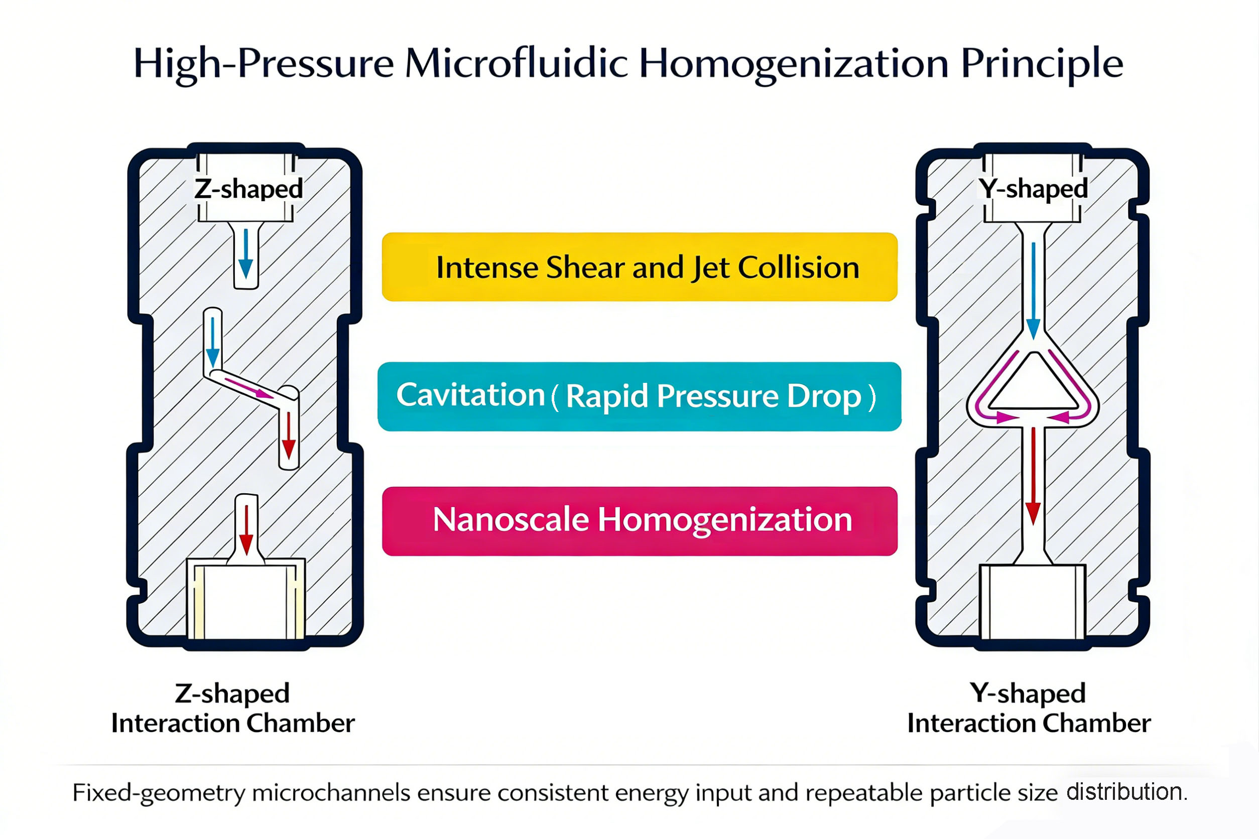 Internal microchannel structure of interaction chamber