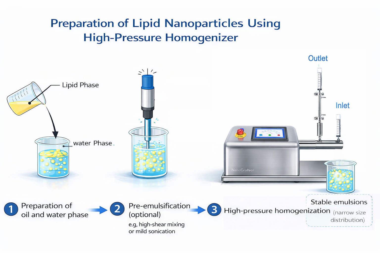 Lipid Nanoparticle Preparation via High-Pressure Homogenization Process 
