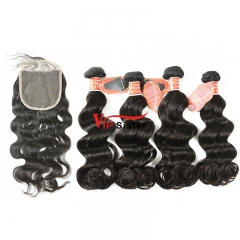 #1b Brazilian Raw Human Hair Weft with 4x4 Closure Ocean Wave