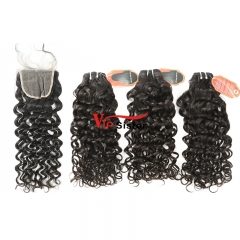 #1b Brazilian Raw Human Hair Weft with 4x4 Closure Italy Curly