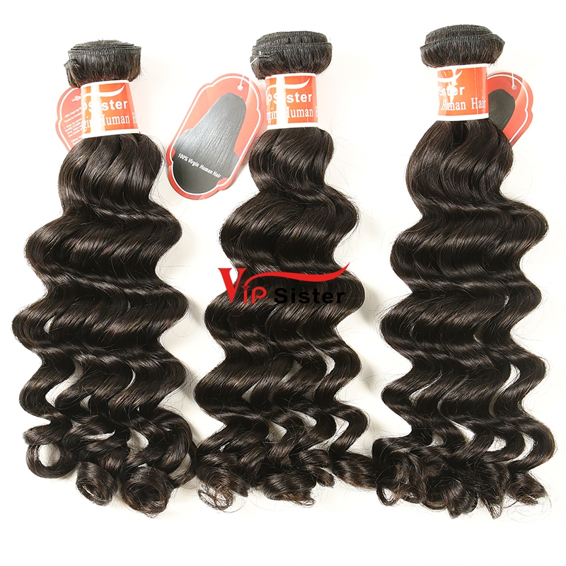 #1b Virgin Peruvian Human Hair Weft deep wave