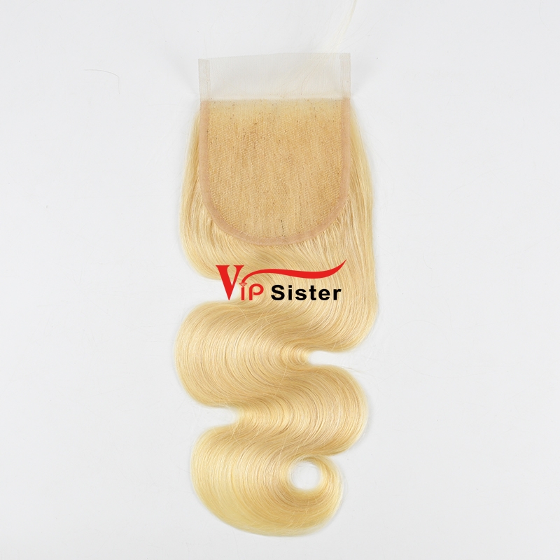 Blonde #613 Virgin European Human Hair 4X4 Lace Closure Body Wave