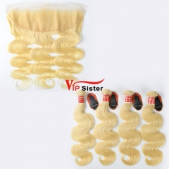 Blonde #613 European Raw Hair 13X4 Lace Frontal With Hair Weave Body Wave