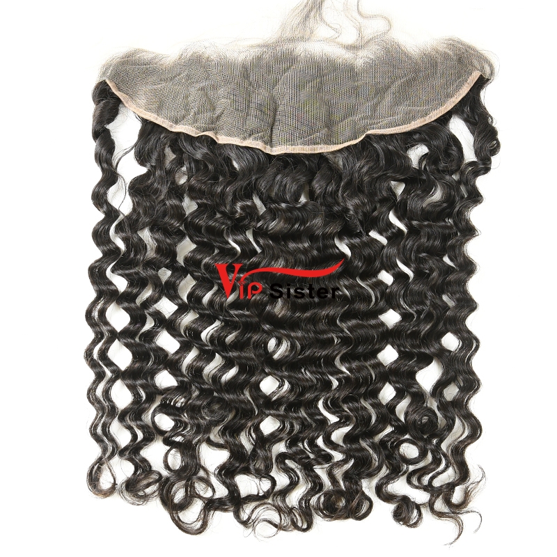 #1b Brazilian Raw Human Hair 13X4 Lace frontal Italy Curly