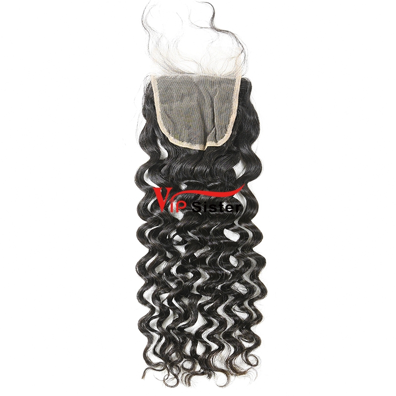 #1b Brazilian Raw Human Hair 4x4 Lace Closure Italy Curly