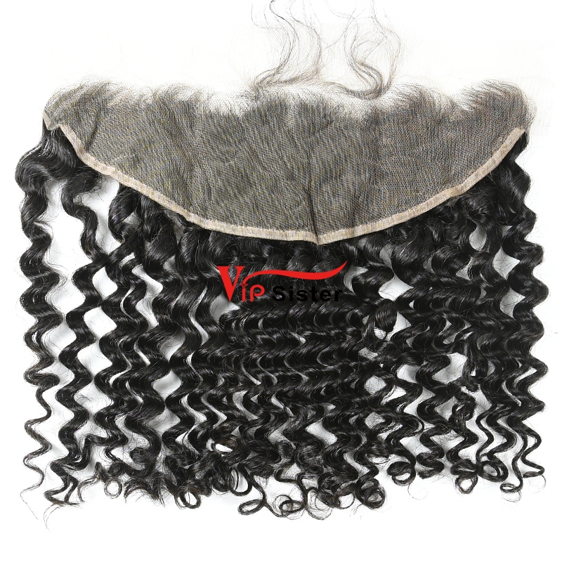 #1b Brazilian Raw Human Hair 13X4 Lace frontal Deep Curly