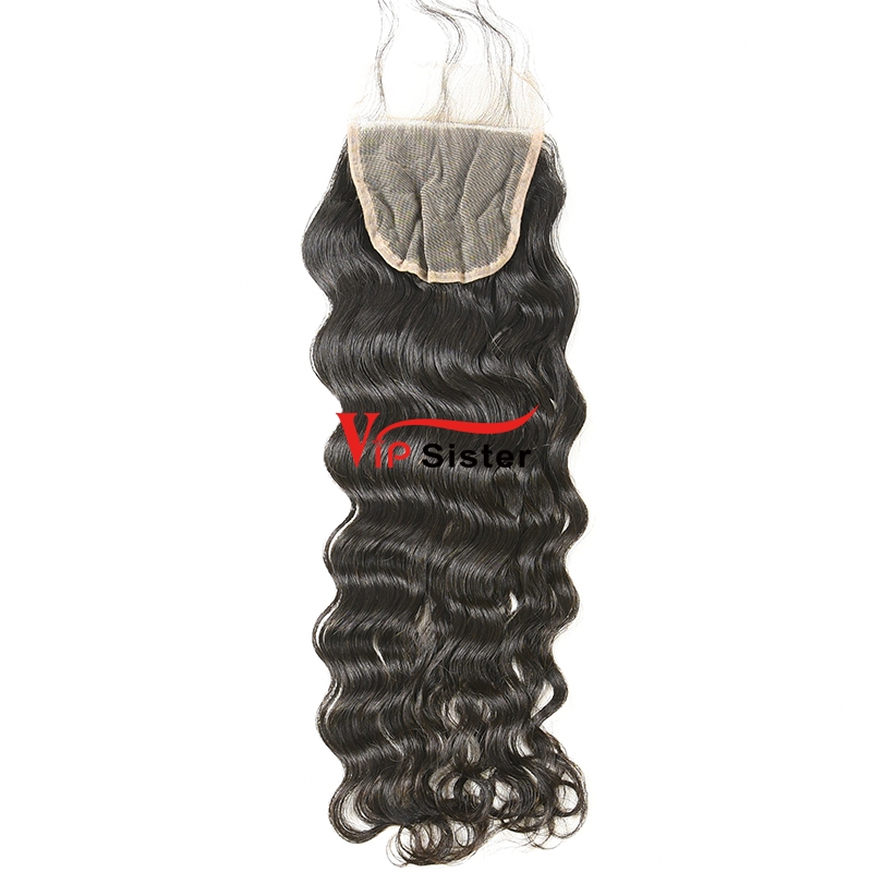 #1b Brazilian Raw Human Hair 4x4 Lace Closure Indian Wavy