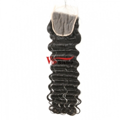 #1b Brazilian Raw Human Hair 4x4 Lace Closure Indian Curly