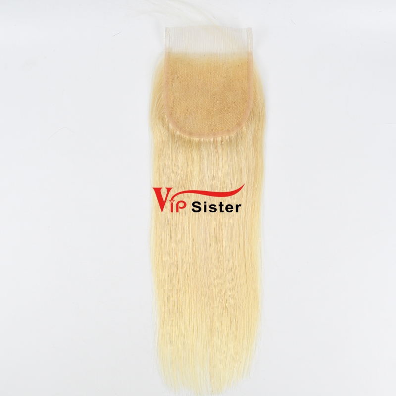 Blonde #613 Raw European Human Hair 4X4 Lace Closure Straight