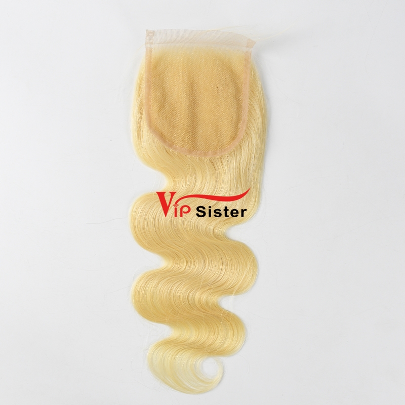 Blonde #613 European Raw Hair 4X4 Lace Closure Body Wave