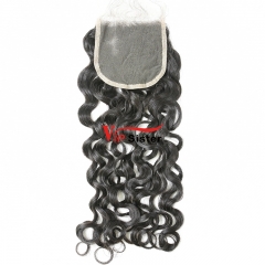 #1b Virgin Indian Hair 4x4 Lace Closure Italy Curly