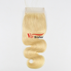 Blonde #613 European Virgin Human Hair 4X4 Lace Closure Body Wave