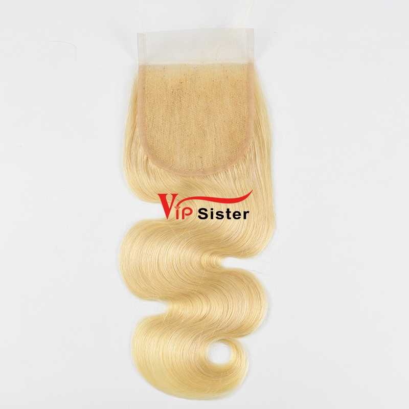 Blonde #613 Raw European Human Hair 4X4 Lace Closure Body Wave