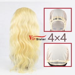 #613 Blonde Raw European Human Hair 4x4 closure wig body wave