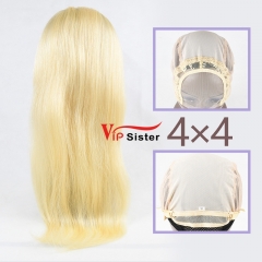 #613 Blonde European Virgin Hair 4x4 closure wig straight