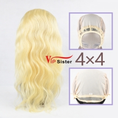 #613 Blonde Virgin European Human Hair 4x4 closure wig body wave