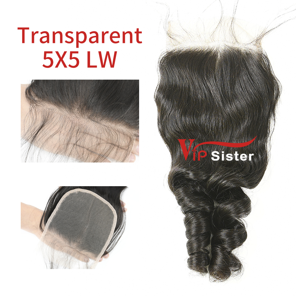 Transparent Virgin Human Hair Loose Wave 5x5 Lace Closure