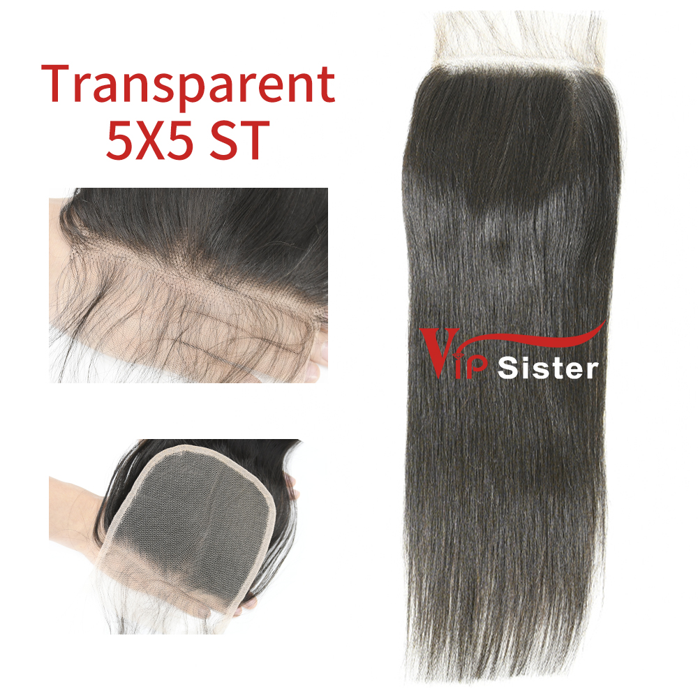Transparent Virgin Human Hair Straight 5x5 Lace Closure