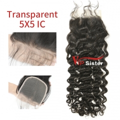 Transparent Virgin Human Hair Italian Curly 5x5 Lace Closure