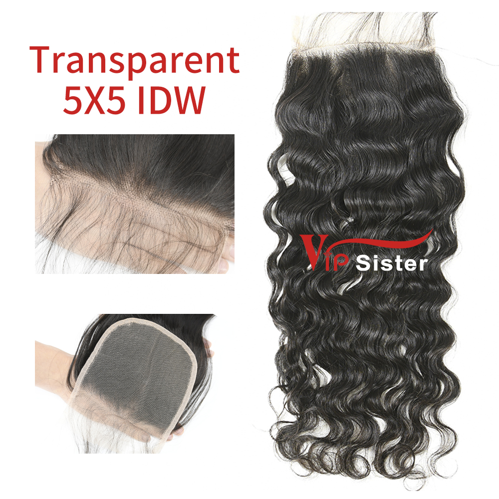 Transparent Virgin Human Hair Indian wave 5x5 Lace Closure