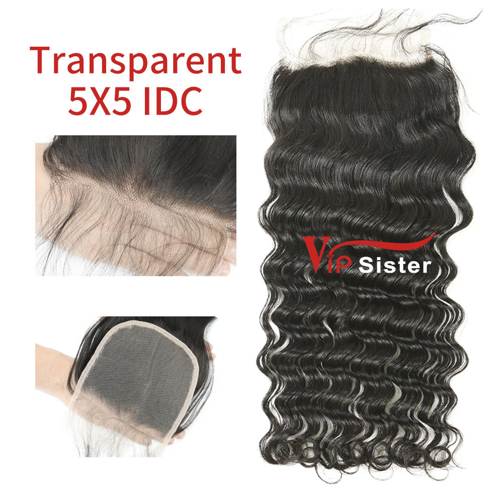 Transparent Virgin Human Hair Indian Curly 5x5 Lace Closure