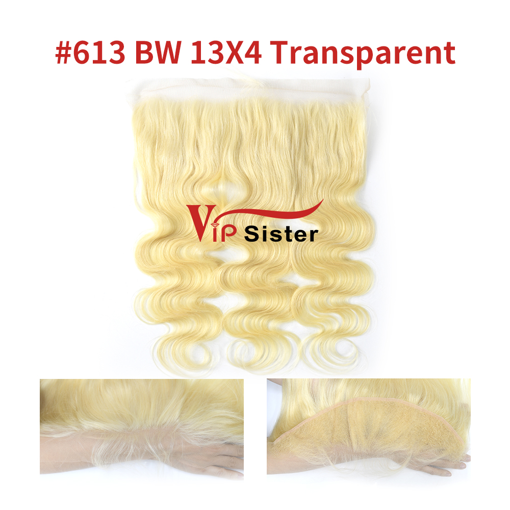 Blonde #613 European Virgin Human Hair Transparent 13X4 Lace Frontal Body Wave