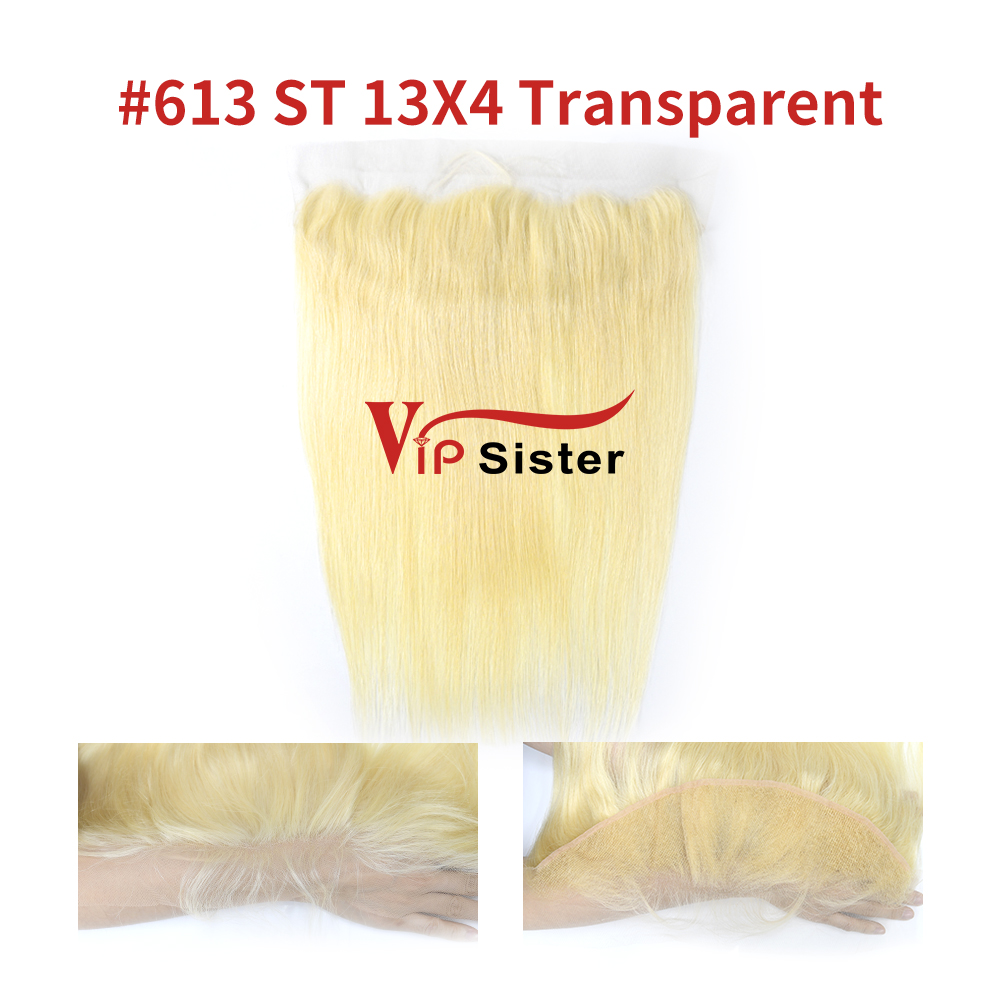 Blonde #613 European Virgin Human Hair Transparent 13X4 Lace Frontal Straight